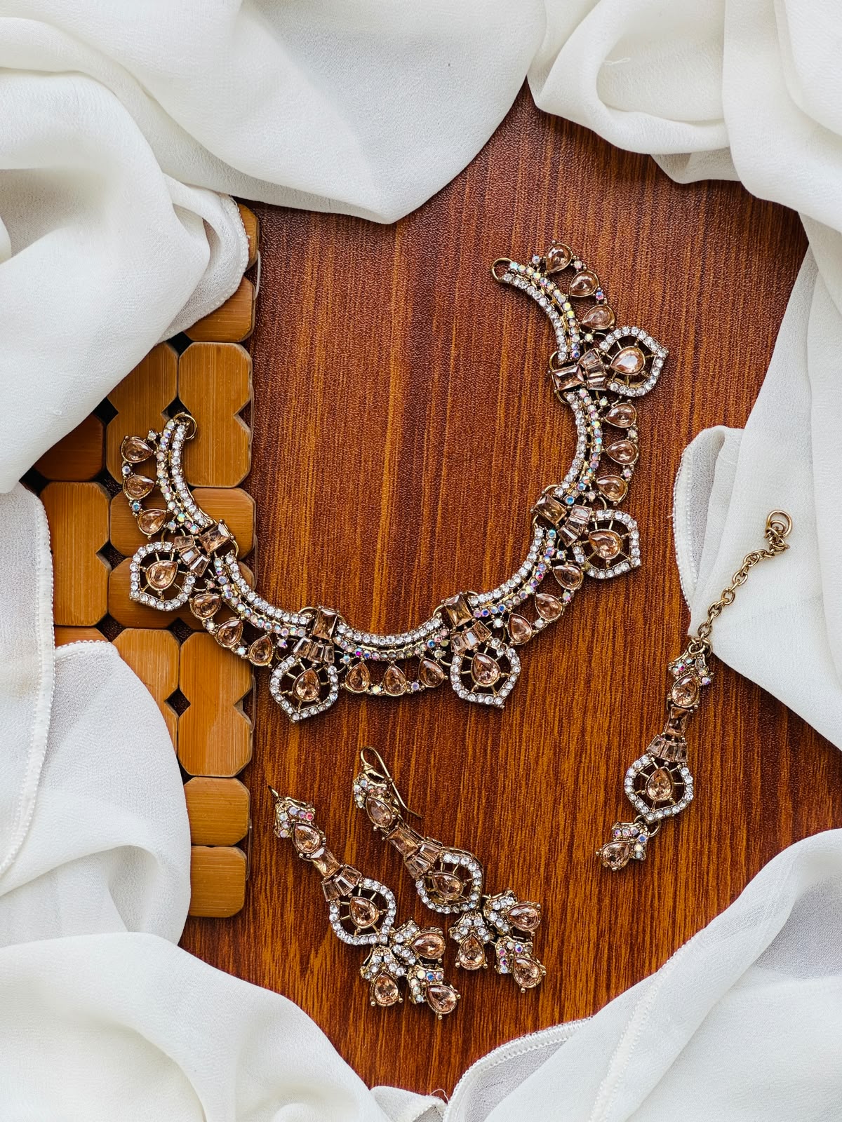 Casual Wear-Regal Crystal & Gemstone Necklace Set