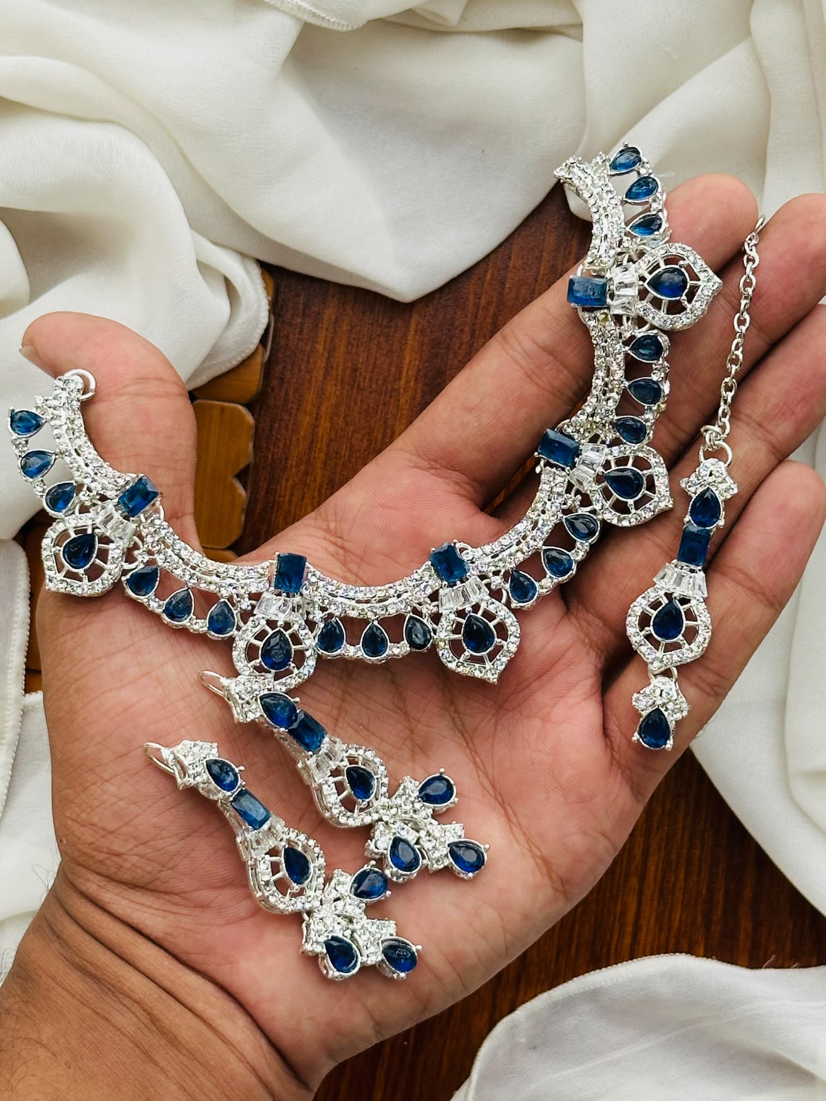 CASUAL WEAR-Regal Crystal & Gemstone Necklace Set