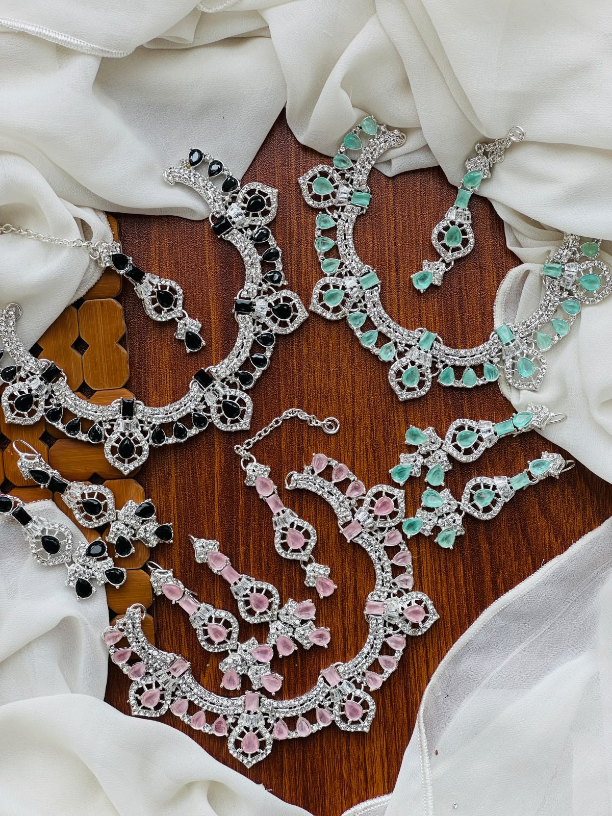 Casual Wear-Regal Crystal & Gemstone Necklace Set