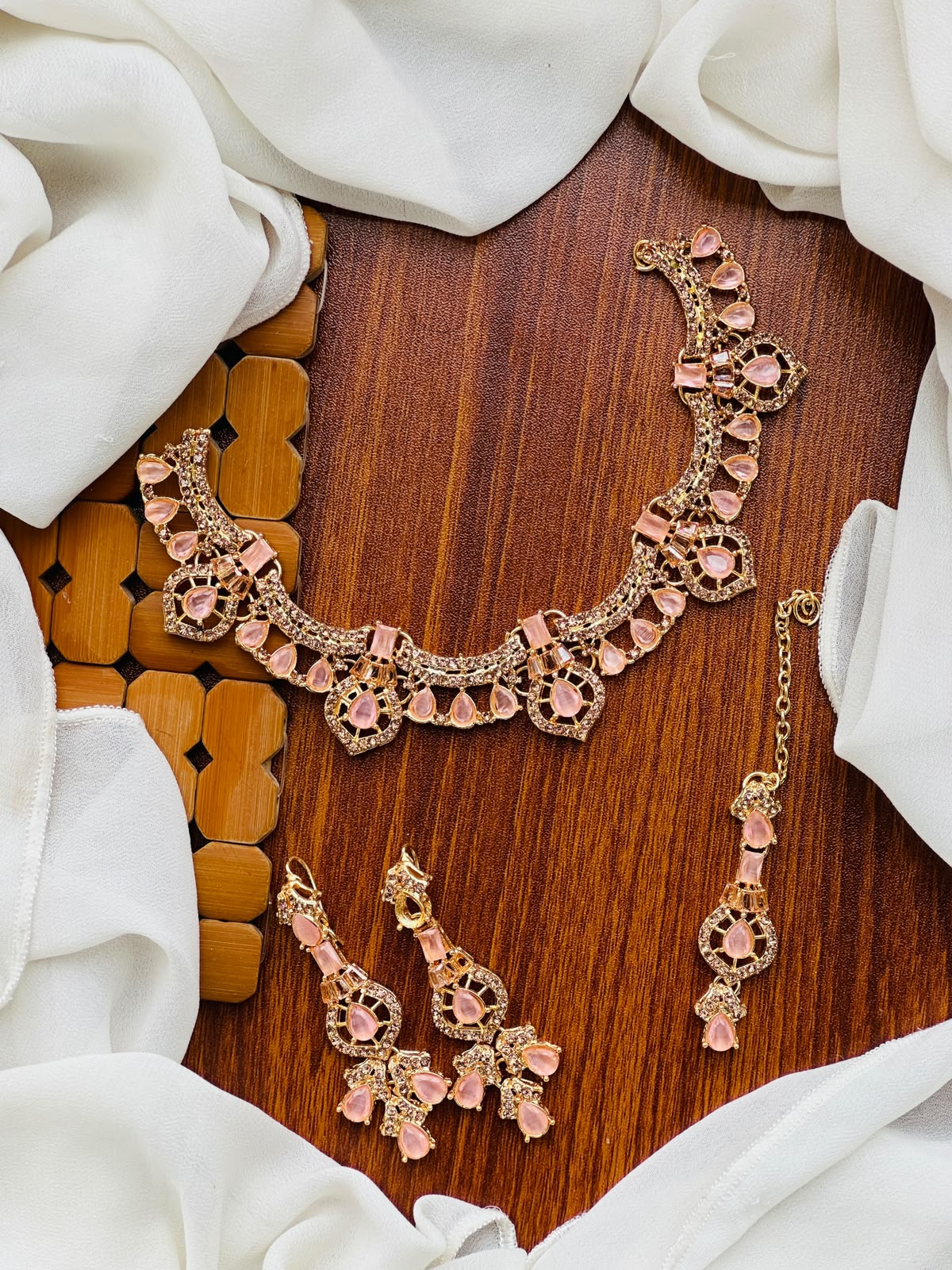 Casual Wear-Regal Crystal & Gemstone Necklace Set