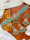 Casual Wear-3-Piece Seafoam Mint Green Choker & Jewelry Set.