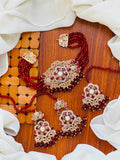 Casual-Wear 3-Piece Deep Garnet / Ruby Red Choker & Jewelry Set,