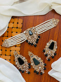 Casual Wear-Onyx Black Kundan Choker, Tikka & Earrings Set
