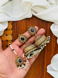 Party Wear - Jhumka Earrings & Matching Maang Tikka Set