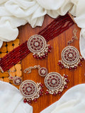 Casual Wear-Circular Swirl Choker, Earrings & Maang Tikka Set