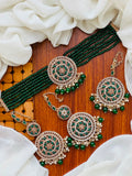Casual Wear-Circular Swirl Choker, Earrings & Maang Tikka Set