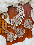 Casual Wear-Circular Swirl Choker, Earrings & Maang Tikka Sets