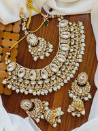 Bridal Wear - Royal Oval Kundan Choker, Jhumka & Tikka Set