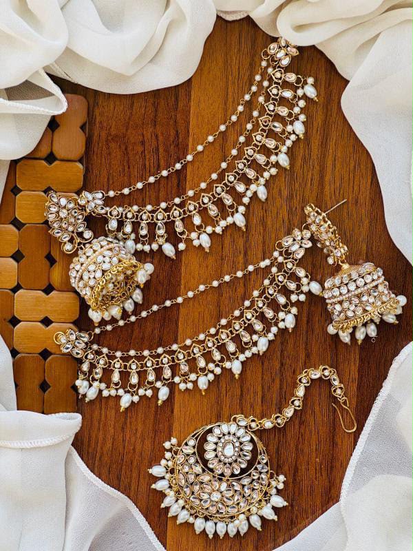 Part Wear - Kundan Jhumka & Tikka Set with Sahara Chains