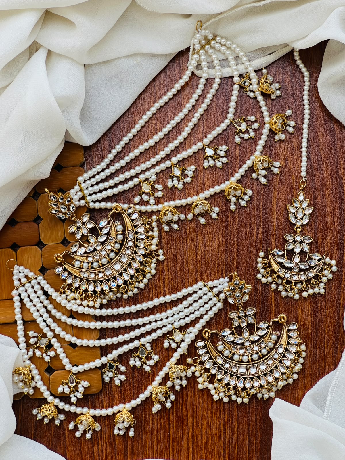 Party Wear -Kundan Chandbali & Maang Tikka Set