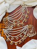 Party Wear - Kundan  Earrings with Pearl Tassels & Sahara