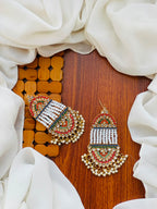 Party Wear - Multicolor Kundan & White Bead Earrings with Pearls