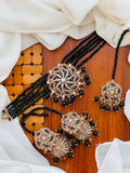Party Wear - Elegant Black & Antique Gold Jewelry Set.