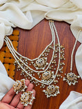 Party Wear - Royal Kundan & Pearl Layered Necklace Set