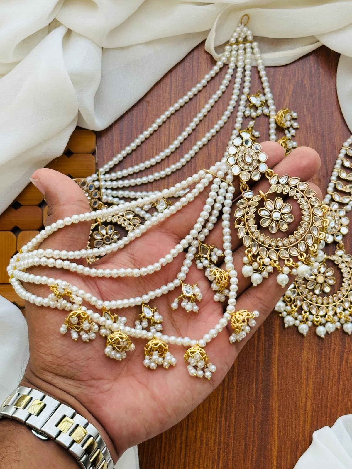 Party Wear -Kundan Chandbali & Maang Tikka Set