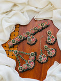 Bridal Wear - Royal Dark Green Multicolor Choker Jewelry Set