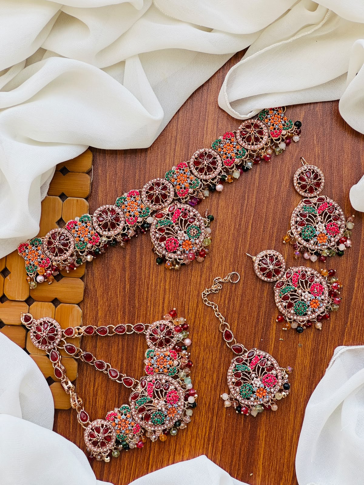 Bridal Wear - Vibrant Multicolor Bridal Jewelry Set