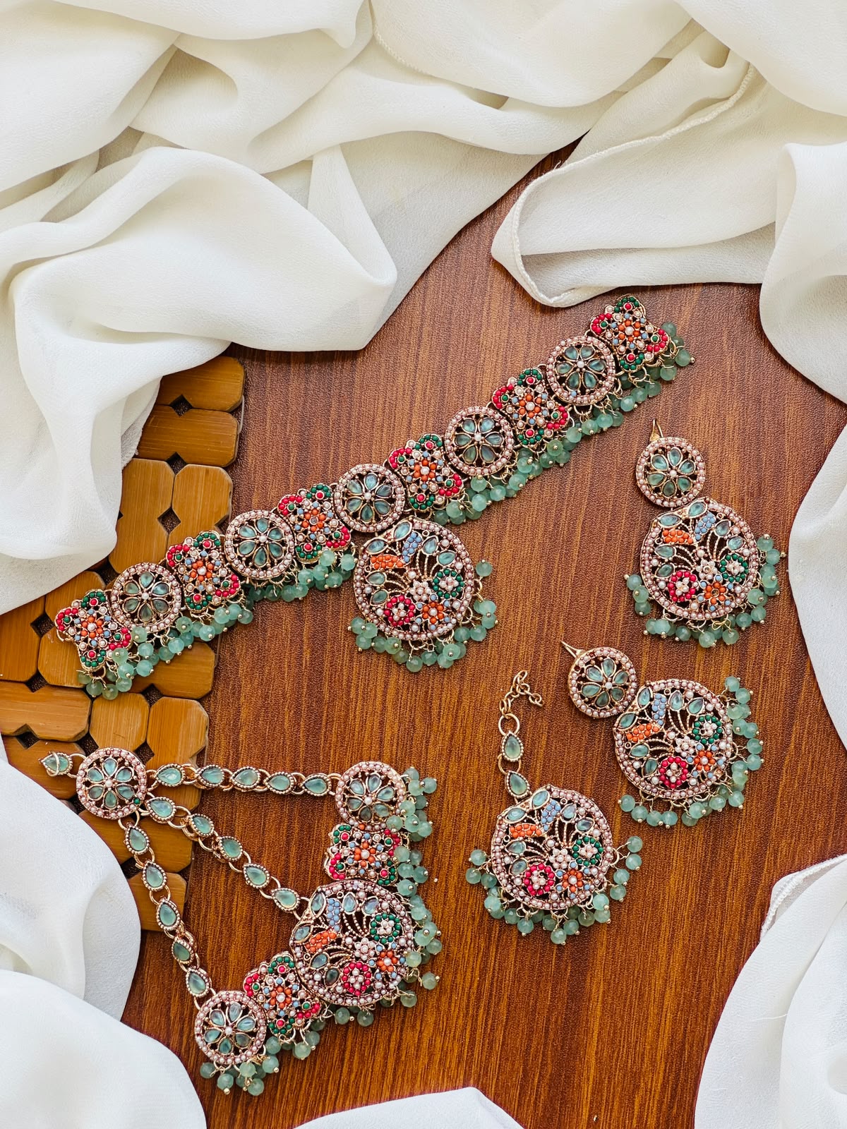 Bridal Wear - Mint Green Pastel Jewelry Set