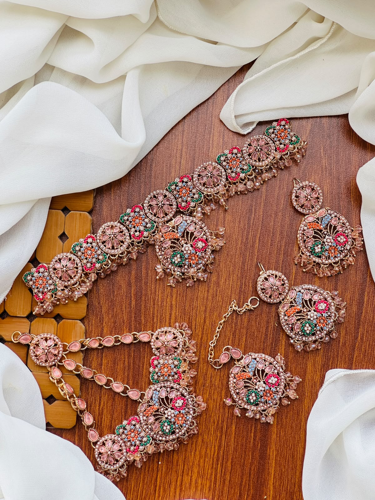 Bridal Wear - Soft Peach Pastel Jewelry Set