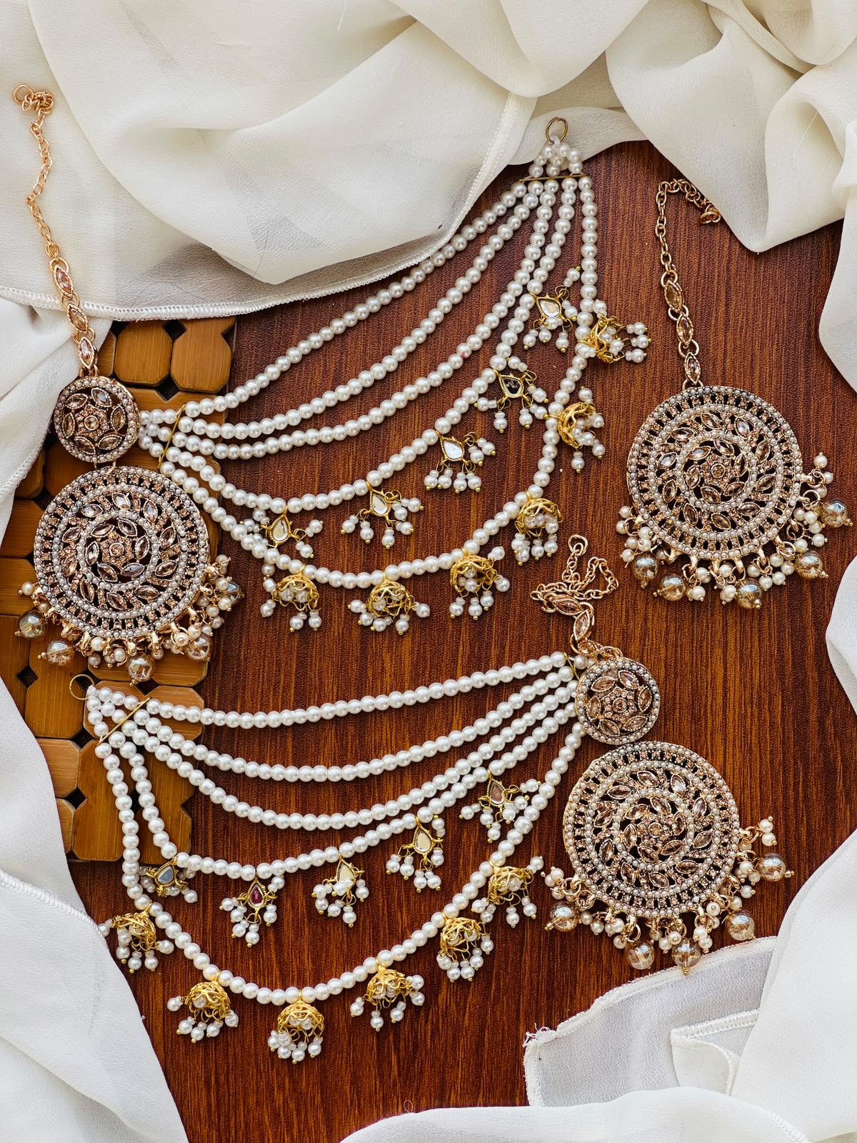 Party Wear- Kundan Chandbali & Maang Tikka Set