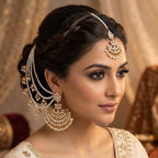 Party Wear -Kundan Chandbali & Maang Tikka Set