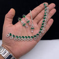 Party Wear-Elegant AD Zircon Swirl Pear-Drop Jewelry Set