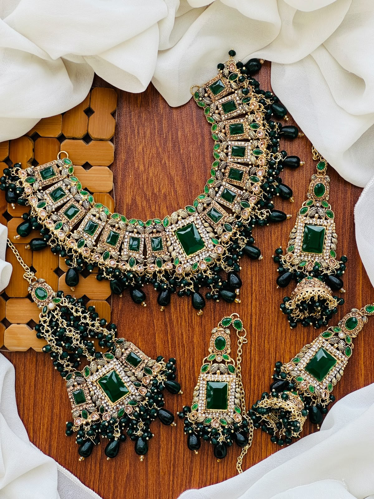 Bridal Wear - Royal Rectangular Crystal Bridal Jewelery Set