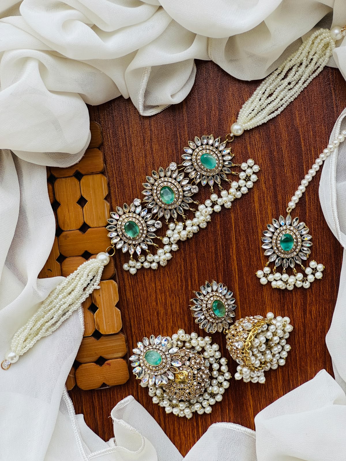 Party Wear - Royal Sunburst Kundan & Pearl Choker Jewelery Set