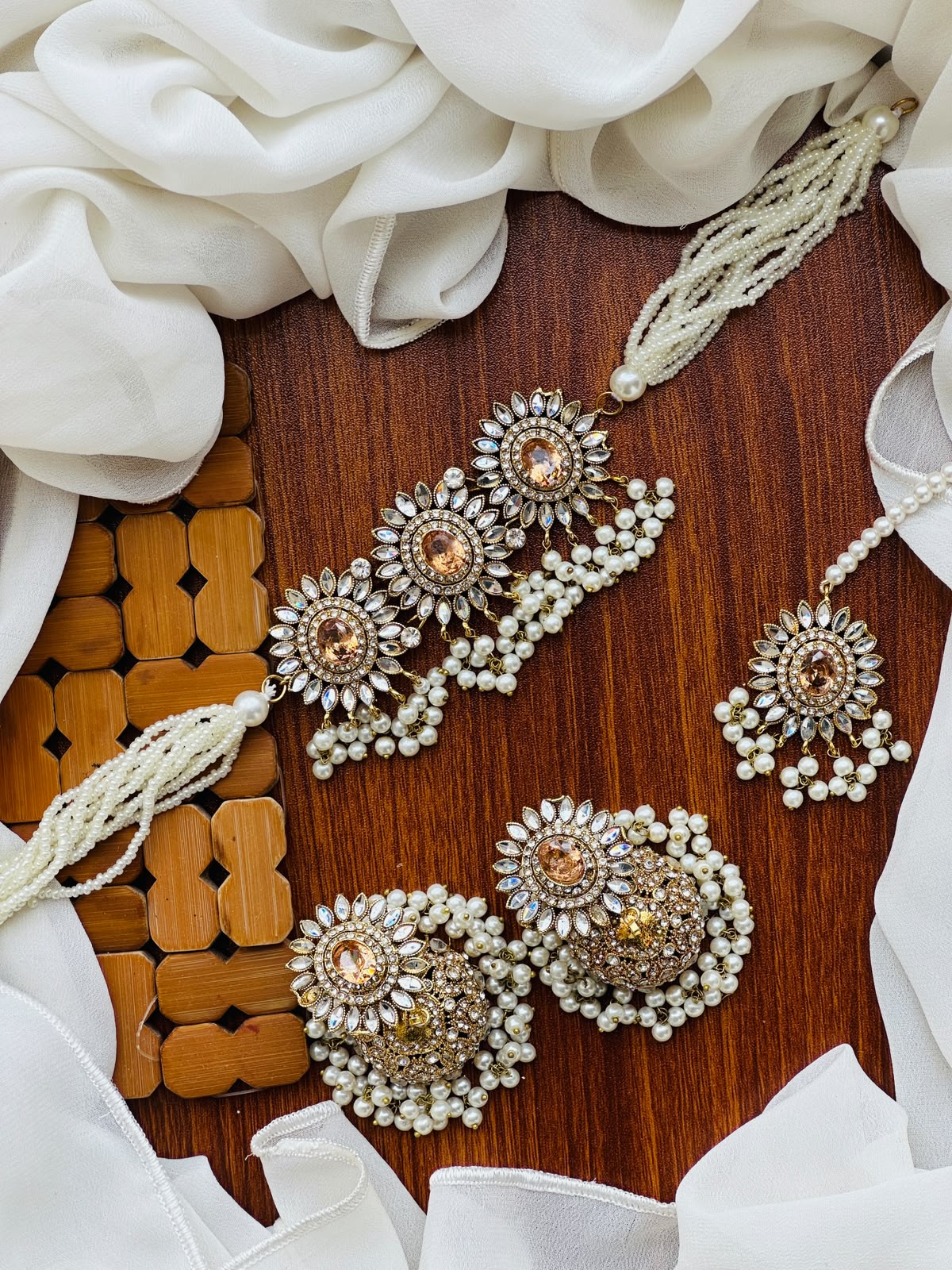 Party Wear - Royal Sunburst Kundan & Pearl Choker Jewelery Set