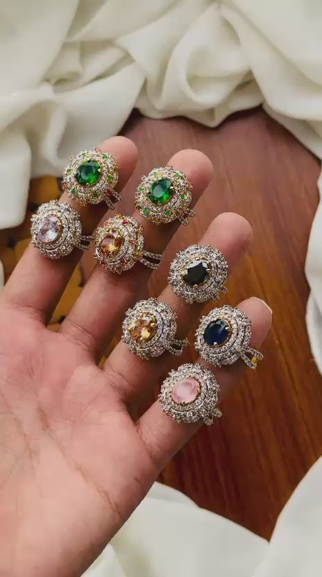 Casual Wear-Royale Gemstone Halo Ring