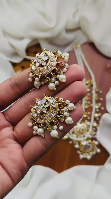 Party Wear - Royal Kundan & Pearl Layered Necklace Set