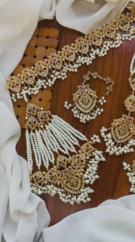 Bridal Wear - Royal Kundan & Multi-Strand Pearl Bridal Jewellery Set