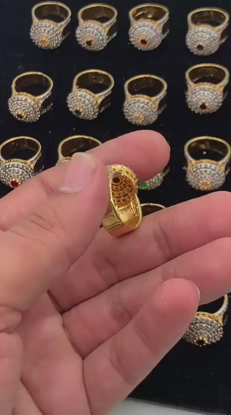 Party Wear-Royal AD Tiered Circular Statement Rings